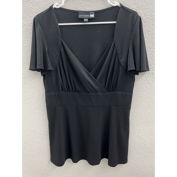 Womens Antthony Blouse Size Unknown Black Short Sleeve V-Neck Empire Waist - Picture 1 of 10